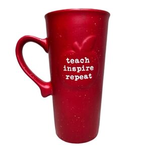 Red "Teach, Inspire, Repeat" Tall Coffee Mug with Handle